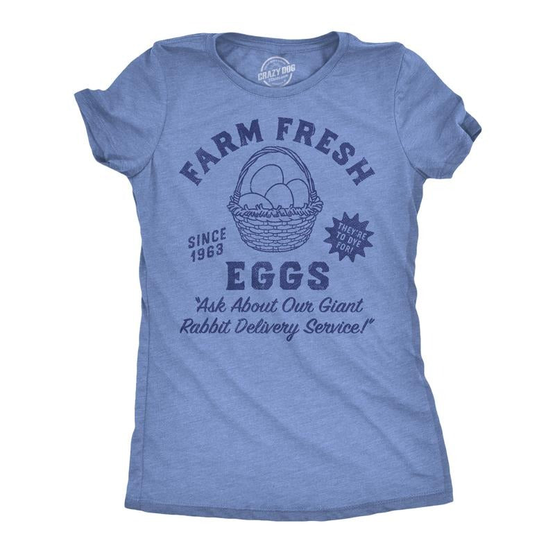 Womens Funny T Shirts Farm Fresh Eggs Sarcastic Easter Graphic Novelty Tee For Ladies Funny Womens T Shirts Cute Slimming...