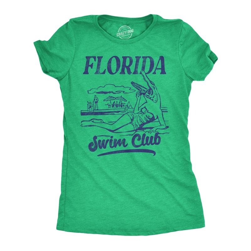 Womens Funny T Shirts Florida Swim Club Sarcastic Alligator Graphic Novelty Tee for Ladies Funny Womens T Shirts Cute...