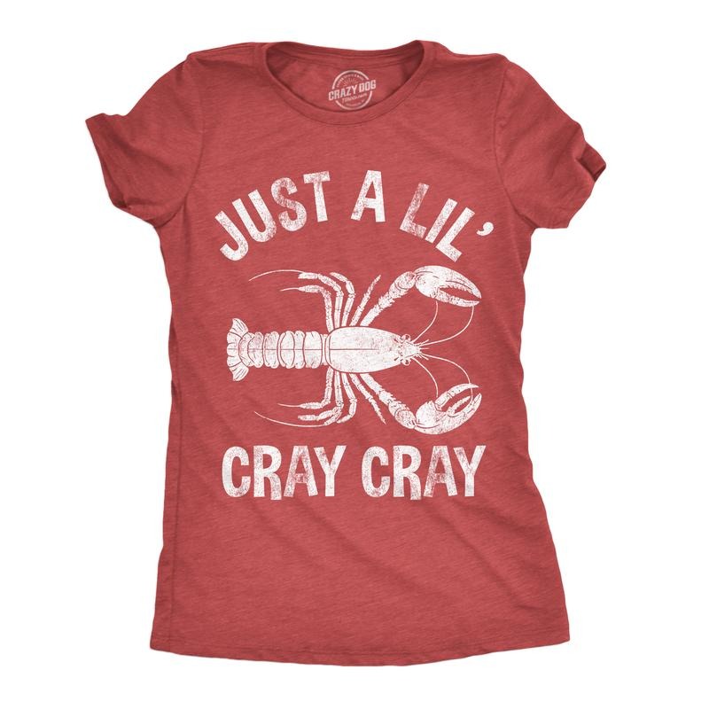Womens Funny T Shirts Just A Lil Cray Cray Sarcastic Crayfish Graphic Novelty Tee For Ladies Funny Womens T Shirts Cute...
