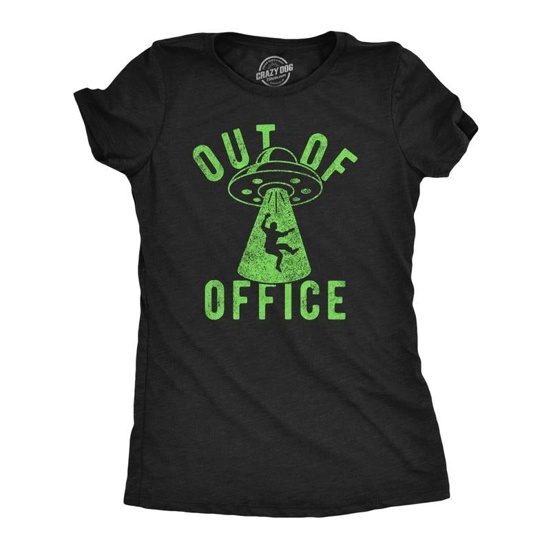 Womens Funny T Shirts Out Of Office UFO Sarcastic Alien Graphic Tee For Ladies Funny Womens T Shirts Cute Slimming Top...