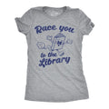Womens Funny T Shirts Race You To The Library Sarcastic Book Graphic Novelty Tee For Ladies Funny Womens T Shirts Cute...