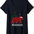 Womens Funny Xmas Red Plaid Mommom Bear Ugly Christmas Sweater V-Neck T-Shirt Hoodie, Sweatshirt | GrindPrints.com