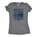 Womens Hapiness Is Being Outdoors T Shirt Funny Cool Nature Hiking Camping Lovers Tee for Ladies Funny Womens T Shirts...