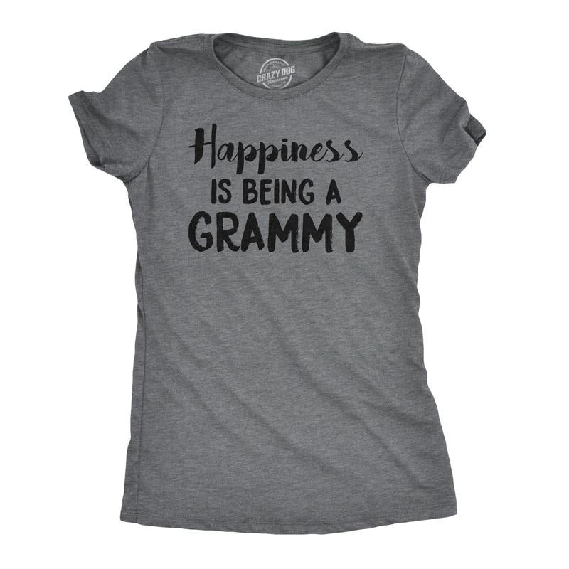 Womens Happiness Is Being a Grammy Funny T shirt Gift Grandmother For Grandma Funny Womens T Shirts Cute Slimming Top...