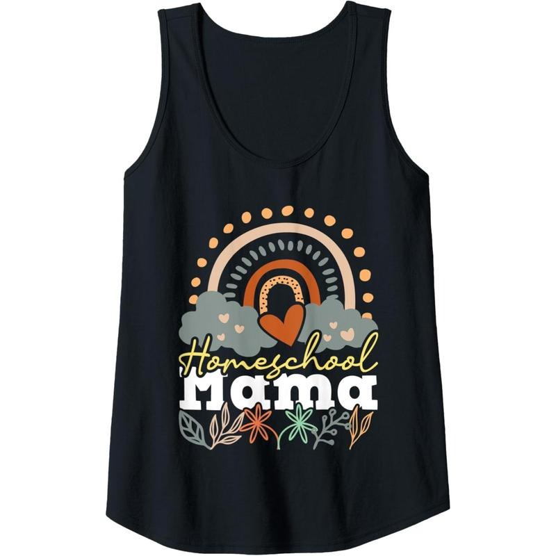 Womens Homeschool Mama - Homeschooling Mom Rainbow Teach At Home Tank Top MADE IN USA T-Shirts, Hoodie, Sweatshirt