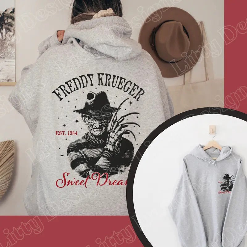Womens Horror Movie Hoodie - Unisex Halloween Sweatshirt for Fall - Scary Movie Halloween Shirt
