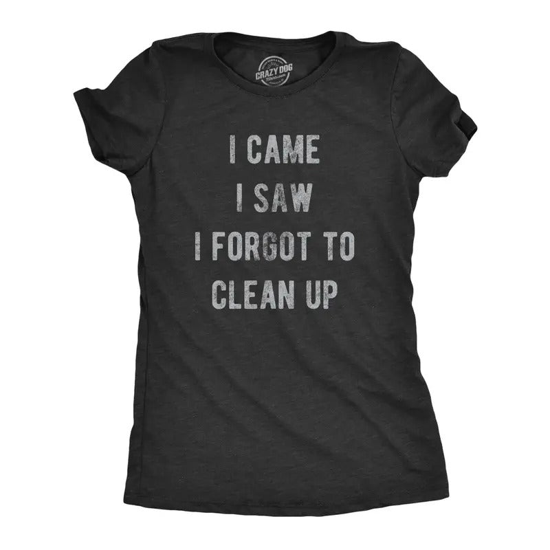 Womens I Came I Saw I Forgot To Clean Up T Shirt Funny Party Huge Mess Tee For Ladies Funny Womens T Shirts Cute Slimming...