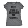 Womens I Just Want To Drink Wine and Pet My Cat Funny Cat Lover Graphic T shirt Funny Womens T Shirts Cute Slimming Top...