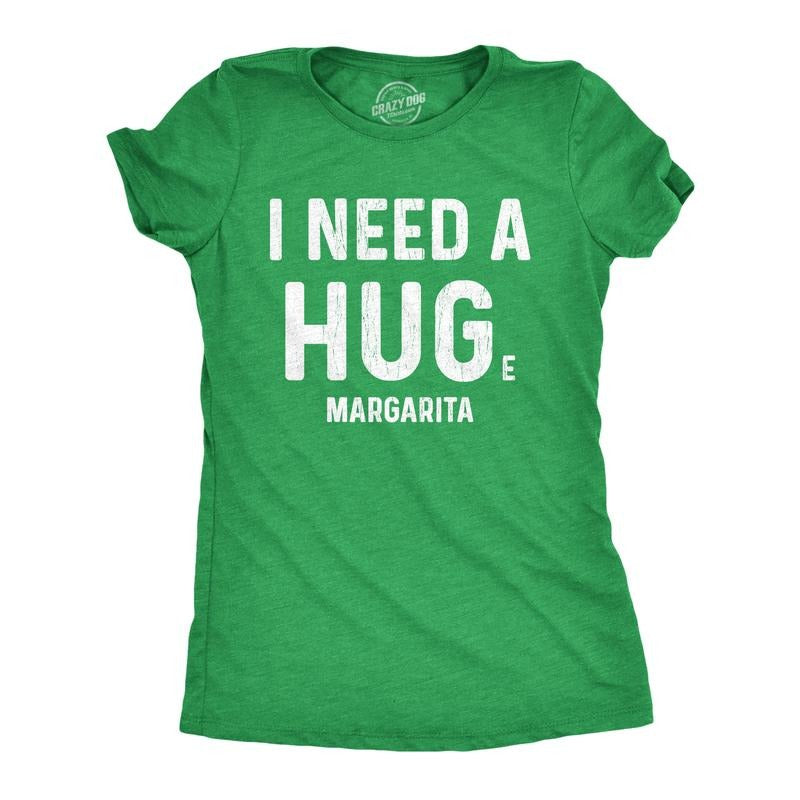 Womens I Need A Huge Margarita T Shirt I Need A Hug Drinking Graphic Tee Funny Womens T Shirts Cute Slimming Top...