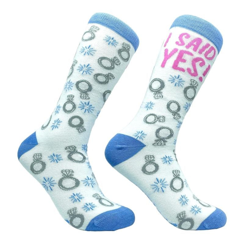 Womens I Said Yes Socks Cute Bride Wedding Party Engagement Footwear Funny Graphic Socks Comfortable Fitted Spandex...
