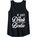 Womens If Lost Or Drunk Please Return To Bestie Funny Matching Tank Top Made in USA T-Shirts, Hoodie, Sweatshirt