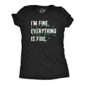 Womens Im Fine Everything Is Fine T Shirt Funny Xmas Lights Decoration Tee for Ladies Funny Womens T Shirts Cute Slimming...