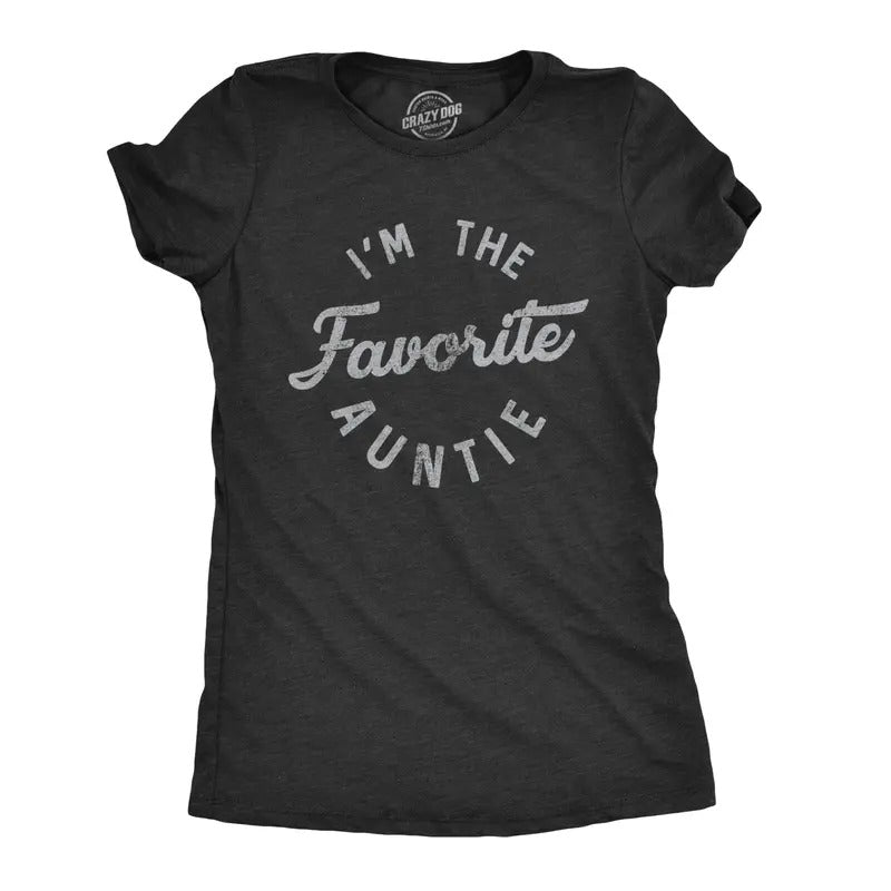Womens Im The Favorite Auntie T Shirt Cute Niece Nephew Family Tee Funny Womens T Shirts Cute Slimming Top Comfortable...