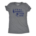 Womens Its All Downhill From Here T Shirt Funny Skiiing Joke Tee For Ladies Funny Womens T Shirts Cute Slimming Top...