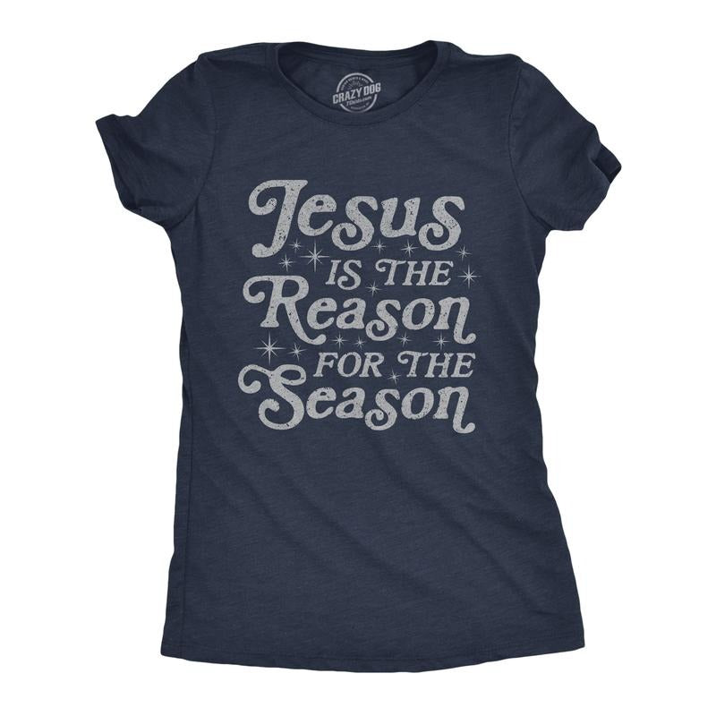 Womens Jesus Is The Reason for The Season T Shirt Cute Christmas Graphic Novelty Tee Funny Womens T Shirts Cute Slimming...