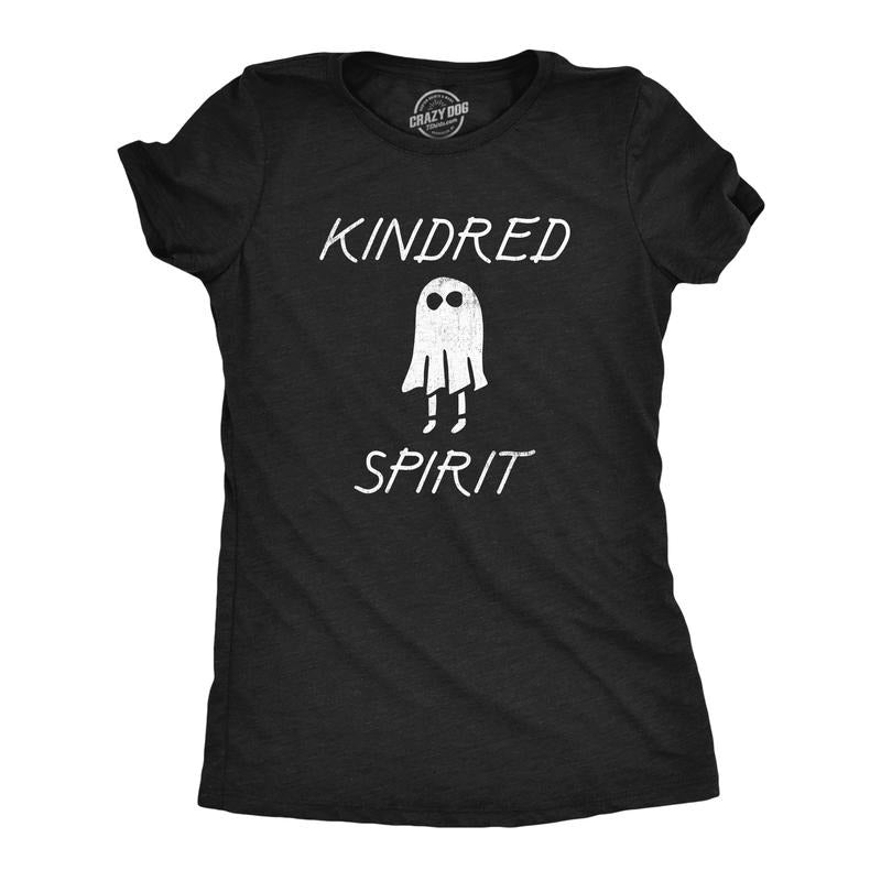 Womens Kindred Spirit T Shirt Funny Spooky Halloween Ghost Joke Tee For Ladies Funny Womens T Shirts Cute Slimming Top...
