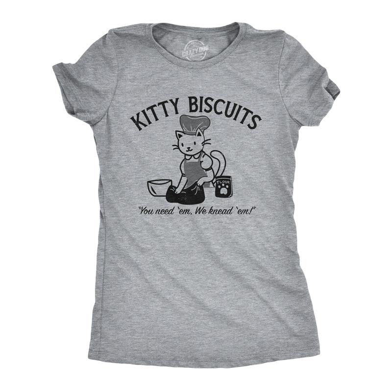 Kitty Biscuits Funny Cute Baking Kitten Funny Cute Slimming Top Comfortable Soft Womenswear Food Tops Funny Cat Top Novelty Light Grey T-Shirts, Hoodie, Sweatshirt