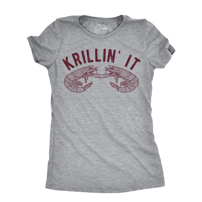 Krillin Funny Small Sea Creature Krill Joke Funny Cute Slimming Top Comfortable Soft Womenswear Sarcastic Funny Animal Light Grey T-Shirts, Hoodie, Sweatshirt