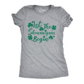 Womens Let The Shenanigans Begin Funny Saint Patricks Day Saying T-Shirt Clover Funny Womens T Shirts Cute Slimming Top...