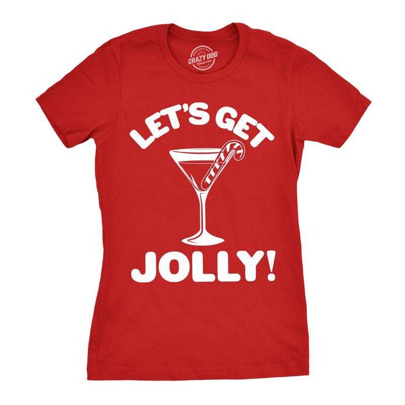 Womens Lets Get Jolly T Shirt Funny Christmas Drinking Tee for Ladies Funny Womens T Shirts Cute Slimming Top Comfortable...