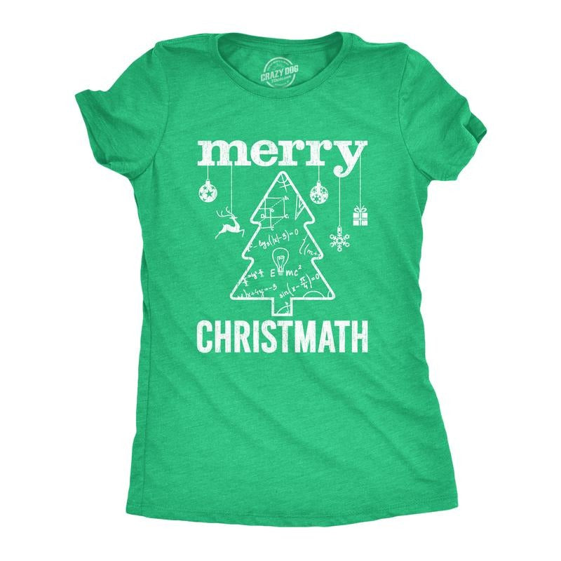 Womens Merry Christmath T Shirt Funny Christmas Tree Holiday Math Graphic Tee Funny Womens T Shirts Cute Slimming Top...