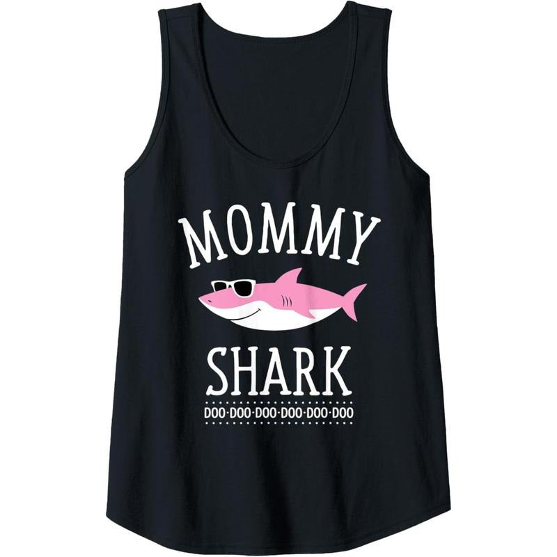 Mommy Shark Funny Mom Tank Top MADE USA T-Shirts, Hoodie, Sweatshirt