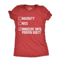 Womens Naughty Nice Innocent Until Proven Guilty T Shirt Funny Xmas Santas List Joke Tee For Ladies Funny Womens T Shirts...