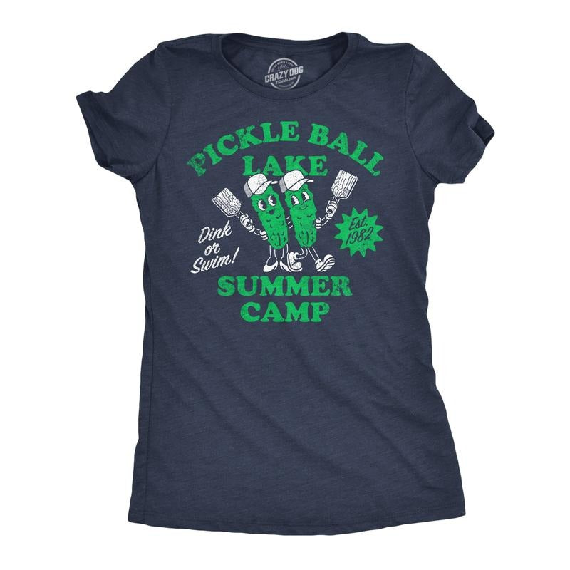 Womens Pickleball Lake Summer Camp T Shirt Funny Pickle Ball Lovers Joke Tee For Ladies Funny Womens T Shirts Cute...
