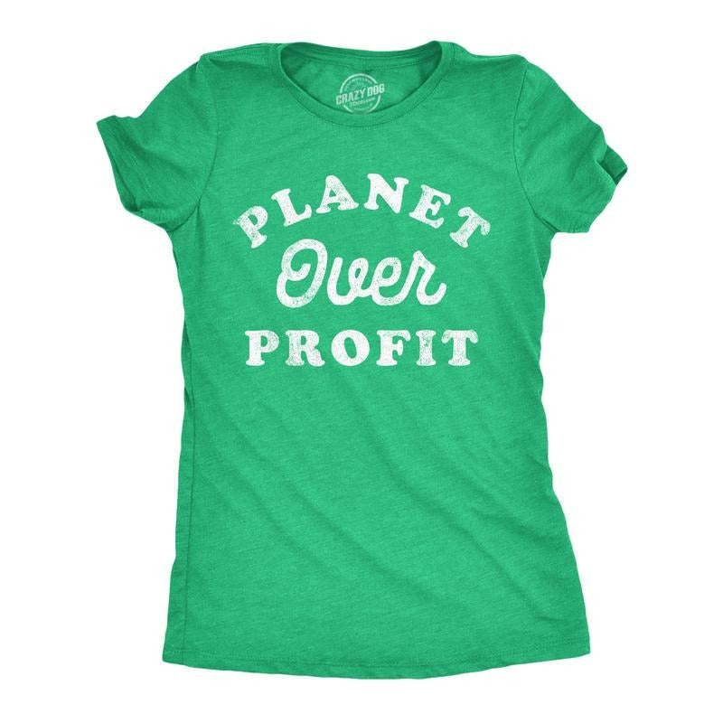 Womens Planet Over Profit Funny T Shirts Earth Day Graphic Tee For Ladies Funny Womens T Shirts Cute Slimming Top...