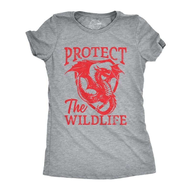 Protect Wildlife Funny Fire Breathing Dragon Joke Funny Cute Slimming Top Comfortable Soft Womenswear Sarcastic Funny Animal Light Grey T-Shirts, Hoodie, Sweatshirt