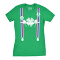 Womens Rainbow Suspenders Funny Saint Patricks Day Shamrock St Pattys T Shirt Funny Womens T Shirts Cute Slimming Top...