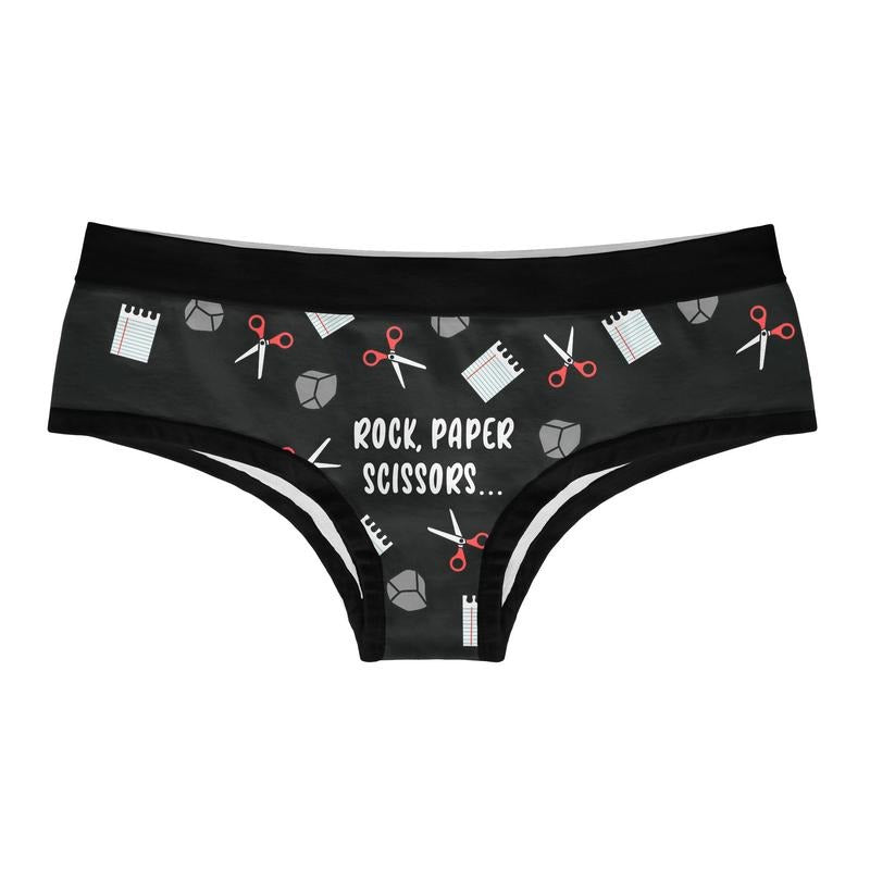 Womens Rock Paper Scissors Throat Punch Panties Funny Bikini Brief Graphic Underwear T-Shirts, Hoodie, Sweatshirt