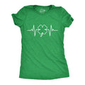 Womens Saint Patrick's Heart Beat T Shirt Funny Pulse Monitor Line Clover St. Paddy's Day Parade Novelty Tee For Ladies...