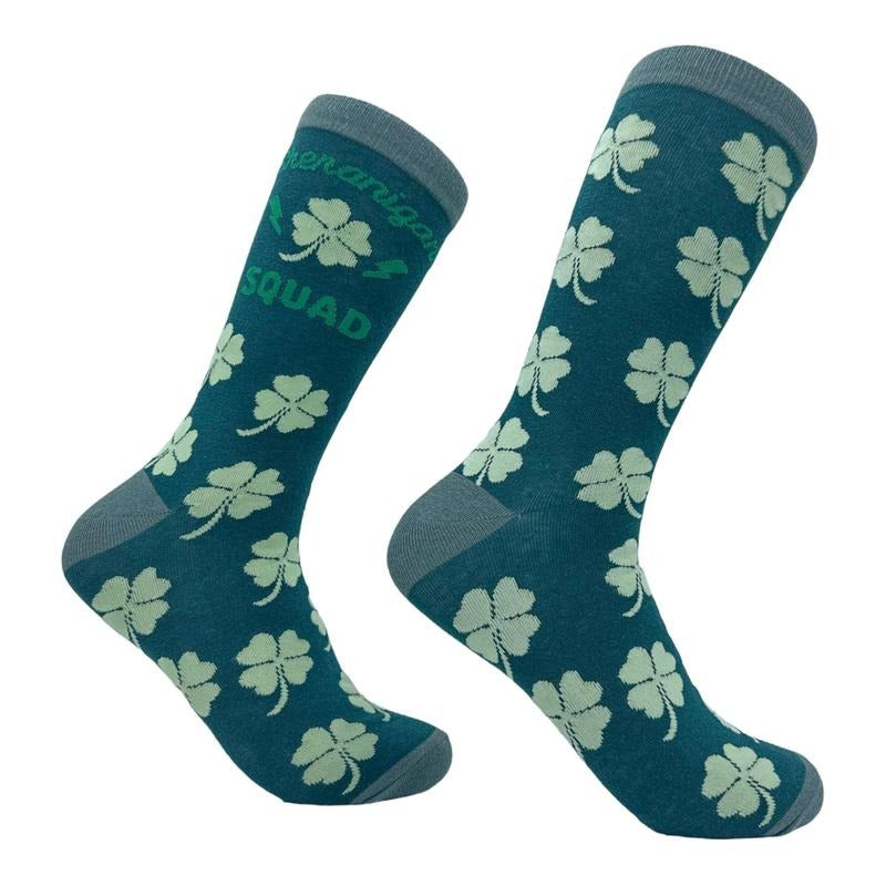Womens Shenanigans Squad Socks Funny St Paddys Day Novelty Clover Footwear Funny Graphic Socks Comfortable Fitted Spandex...