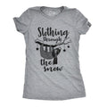 Womens Slothing Through The Snow T Shirt Funny Christmas Carol Sloth Tee Funny Womens T Shirts Cute Slimming Top...