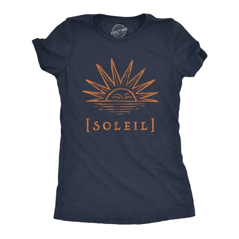 Soleil Cute Mother Sun Planet Earth Novelty Funny Cute Slimming Top Comfortable Soft Womenswear Funny Camping Top Novelty Navy T-Shirts, Hoodie, Sweatshirt