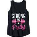 Womens Strong And Pretty Exercise Funny Gym Workout Training Tank Top MADE IN USA T-Shirts, Hoodie, Sweatshirt