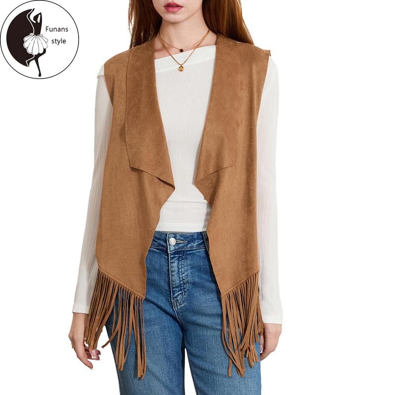 Womens Tassel Vest 70s Hippie Costume Sleeveless Cowgirl Western Outerwear T-Shirts, Hoodie, Sweatshirt | GrindPrints.com