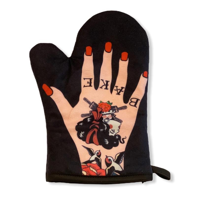 Womens Tattoo Hand Oven Mitt Graphic Novelty Ink Baking Glove Funny Graphic Kitchenwear Funny Food  Novelty Cookware...