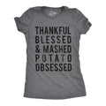 Womens Thankful Blessed and Mashed Potato Obsessed T Shirt Funny Thanksgiving Tee Funny Womens T Shirts Cute Slimming Top...