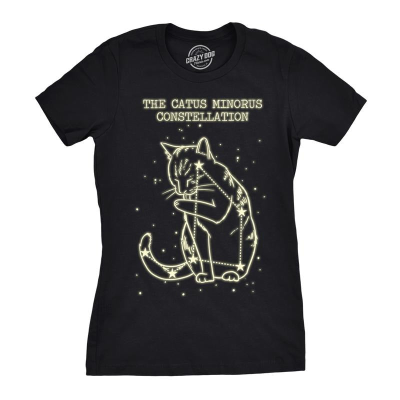 Catus Minorus Constellation Glow Dark Funny Cats Funny Cute Slimming Top Comfortable Soft Womenswear Cat Tops Funny Science Top Novelty Black T-Shirts, Hoodie, Sweatshirt