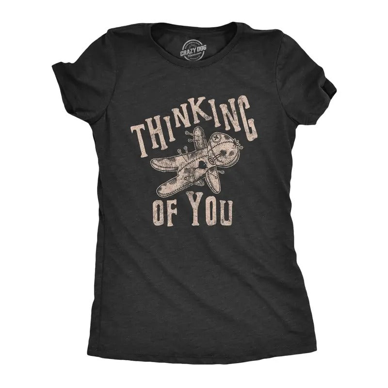 Womens Thinking Of You T Shirt Funny Voodoo Doll Graphic Novelty Tee Funny Womens T Shirts Cute Slimming Top Comfortable...
