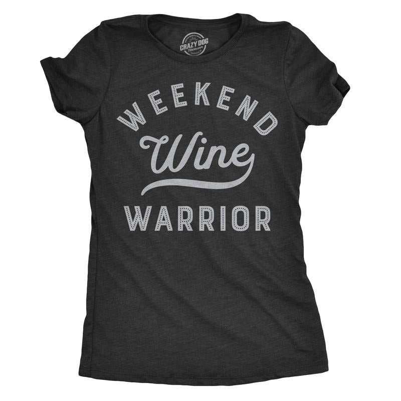 Womens Weekend Warrior Wine T Shirt Funny Day Drinking Tee For Ladies Funny Womens T Shirts Cute Slimming Top Comfortable...