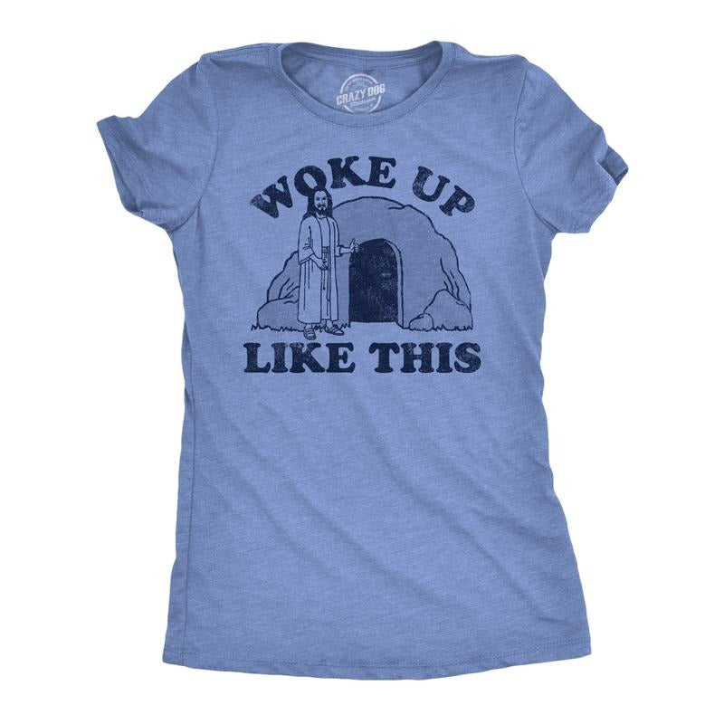 Womens Woke Up Like This Funny Easter Sunday Graphic Tee For Ladies Funny Womens T Shirts Cute Slimming Top Comfortable...