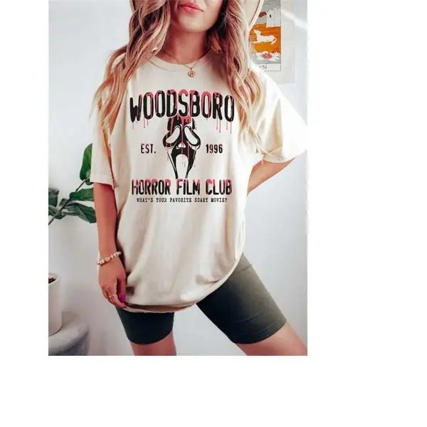 Woodsboro Horror Club Comfort Colors Shirt, Scream-ghost Shirt, Halloween Shirt, Happy Halloween, Unisex T-Shirts Hoodie,...