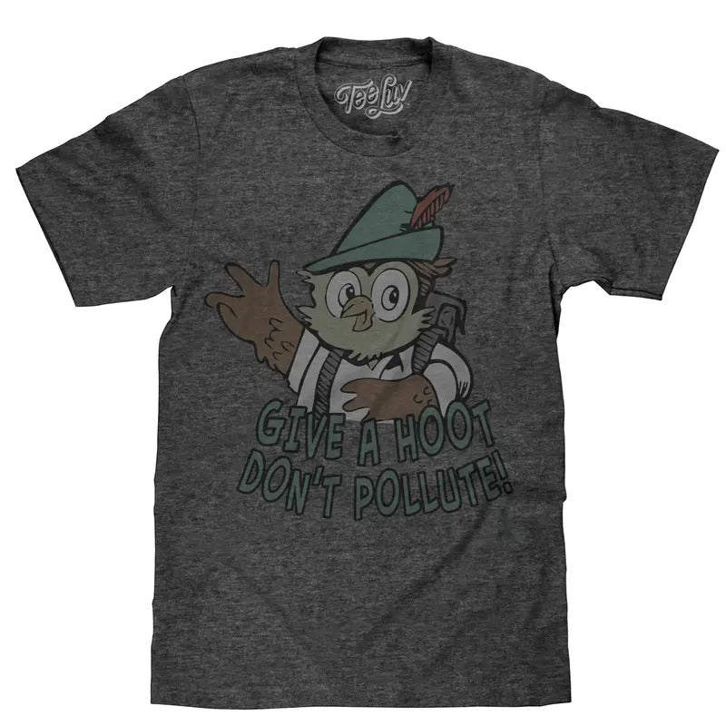 Woodsy Owl Give a Hoot Don't Pollute T- Shirt - Gray Hoodie, Sweatshirt | GrindPrints.com