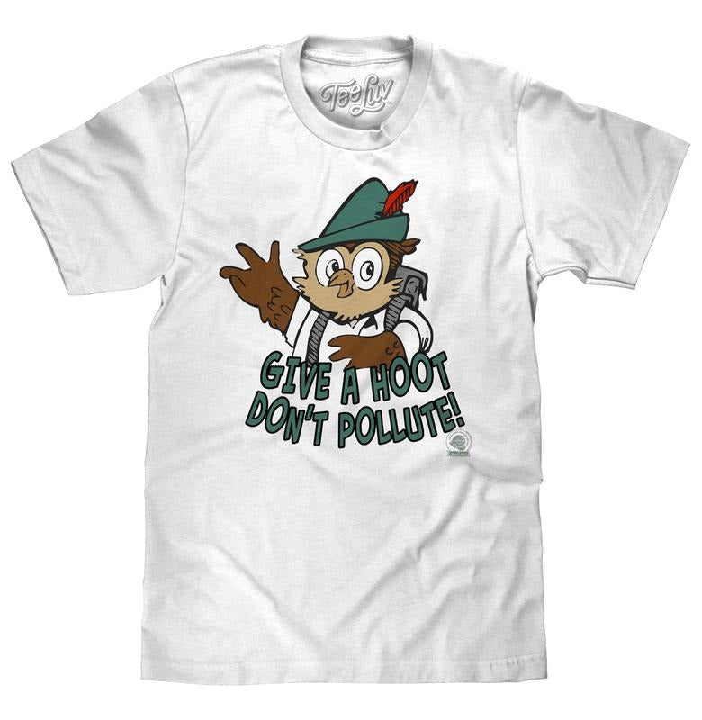 Woodsy Owl Give a Hoot Don't Pollute on Recycled T-Shirt - White Hoodie, Sweatshirt | GrindPrints.com