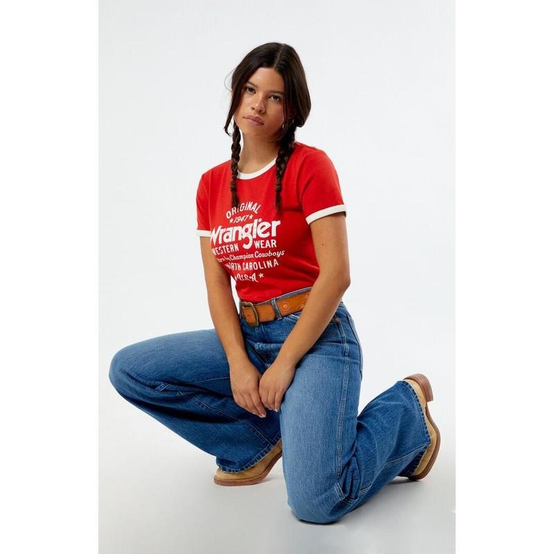 Wrangler Women's x PacSun Slim Ringer T-Shirt Hoodie, Sweatshirt | GrindPrints.com
