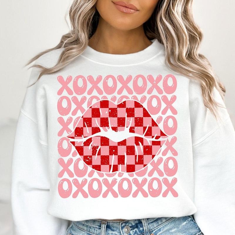 XOXO Checker Lips Shirt Shirt Groovy Valentines Love Shirt Shirt Valentine Shirt Valentine Sublimation Shirt T-Shirts, Hoodie, Sweatshirt