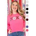 XOXO Sequin Valentine Graphic Long Sleeve T-Shirt Hoodie, Sweatshirt | GrindPrints.com